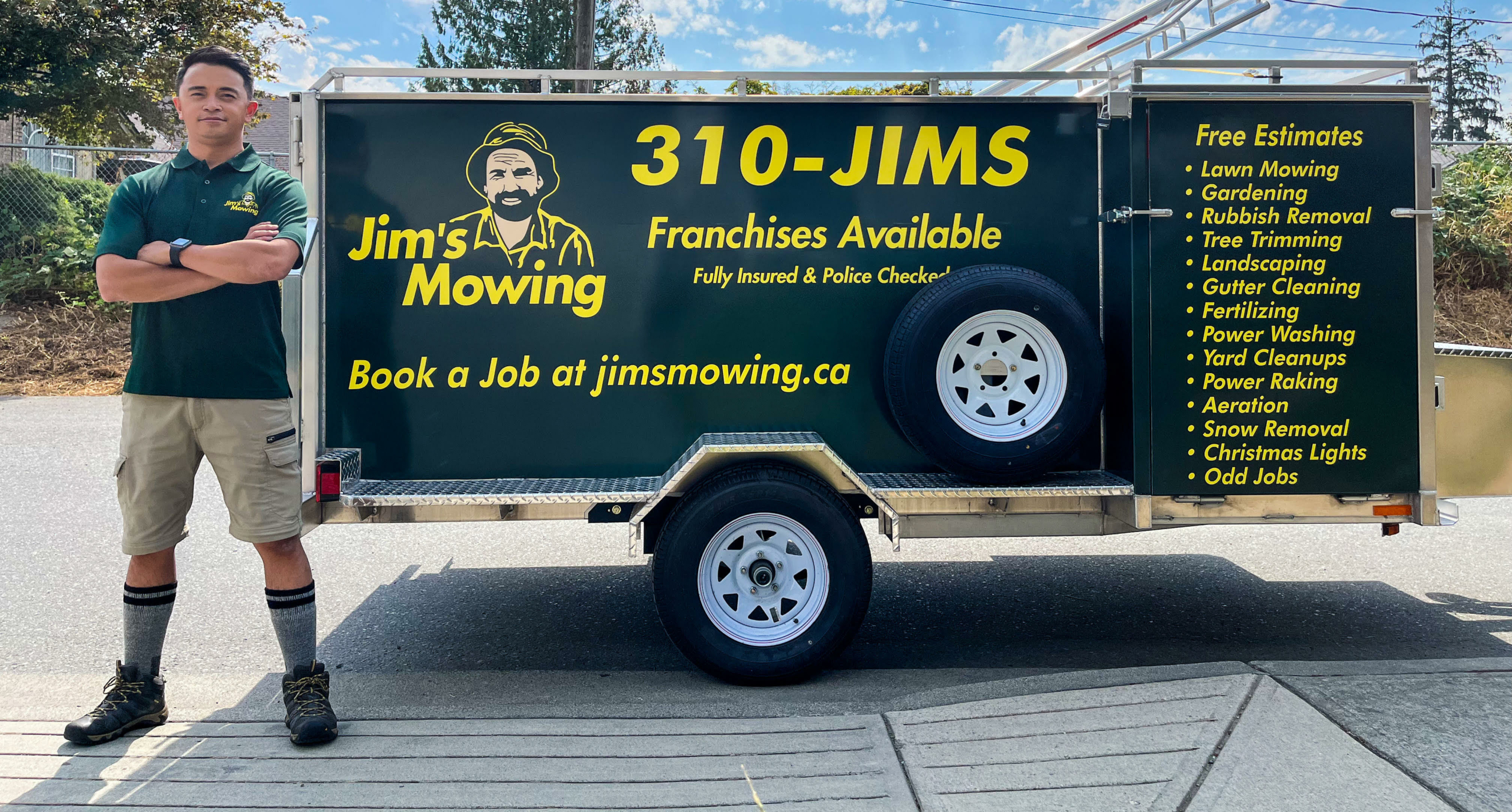 Kieth ViajeRichmond and Langley in front of trailer