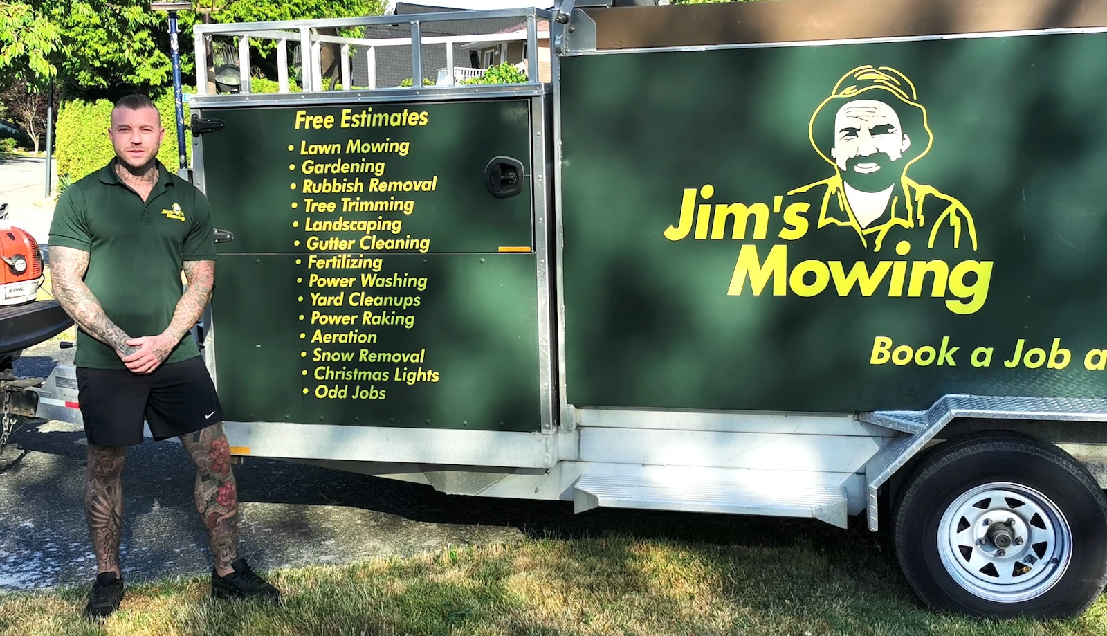 Mark Skladowski our Jim’s Mowing franchisee in Chilliwack in front of trailer Mark Skladowski our Jim’s Mowing franchisee in Chilliwack in front of trailer