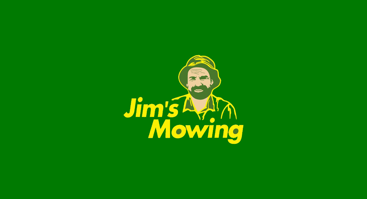 Jim’s Mowing (dark green background) 007a00